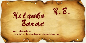 Milanko Barać vizit kartica